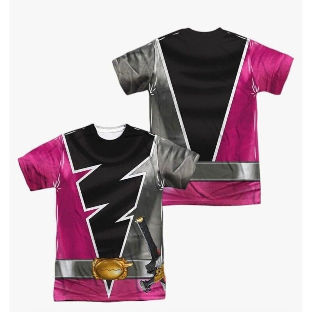 Logovision Classic Power Rangers Dino Fury Pink Ranger Unisex Adult T Shirt XL